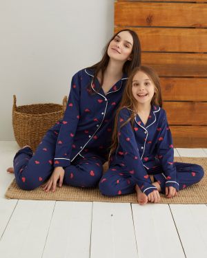 Anne – Kız Düğmeli Pijama Takımı